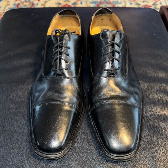 Cole Haan Air Madero Black Leather Cap Toe Nike Air Oxford Dress Shoes - Picture 2 of 11